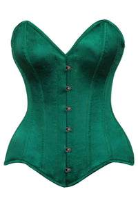 Daisy Corsets Top Drawer Dark Green Satin Steel Boned Overbust Corset in Green  from SexyShoes.com