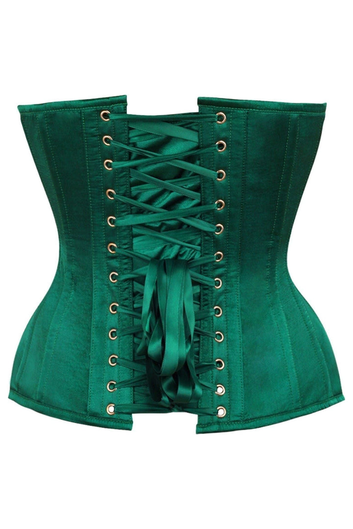 Top Drawer Dark Green Satin Steel Boned Overbust Corset