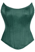 Top Drawer Dark Green Satin Steel Boned Overbust Corset w/Side Zipper