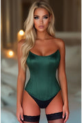 Top Drawer Dark Green Satin Steel Boned Overbust Corset w/Side Zipper