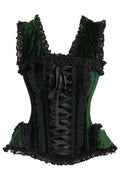 Top Drawer Dark Green Velvet & Lace Steel Boned Corset w/Cap Sleeves