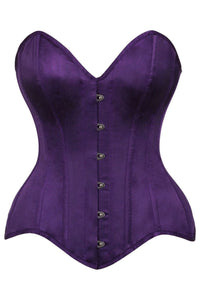 Daisy Corsets Top Drawer Dark Purple Satin Steel Boned Overbust Corset in Purple  from SexyShoes.com