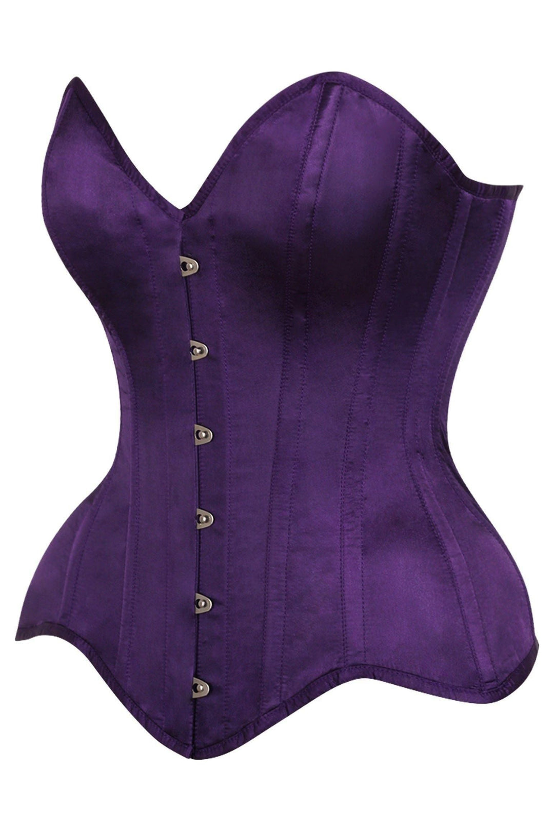 Daisy Corsets Top Drawer Dark Purple Satin Steel Boned Overbust Corset in Purple 