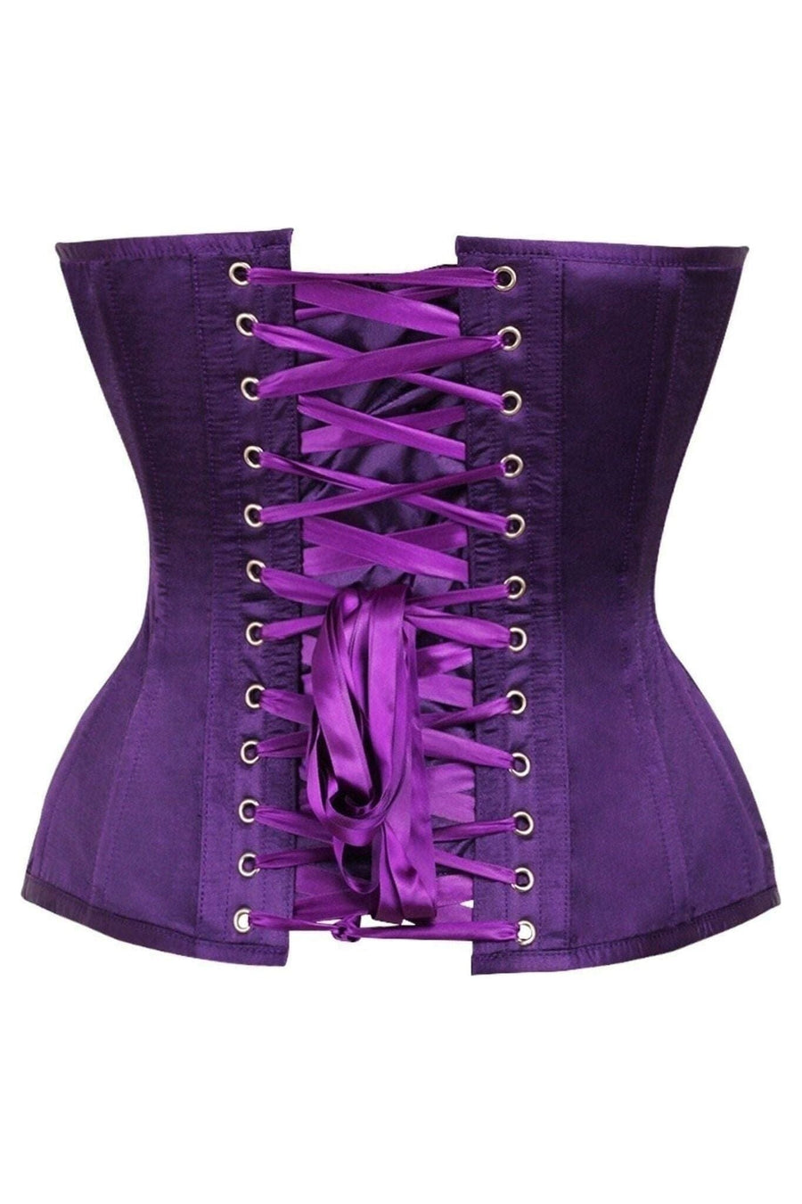 Daisy Corsets Top Drawer Dark Purple Satin Steel Boned Overbust Corset in Purple 
