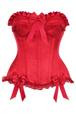 Top Drawer Dark Red Satin Steel Boned Burlesque Corset