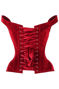 Daisy Corsets Top Drawer Dark Red Velvet Steel Boned Corset w/Straps in Red 