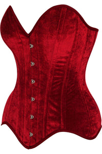 Daisy Corsets Top Drawer Dark Red Velvet Steel Boned Overbust Corset in Red 