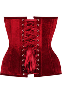 Daisy Corsets Top Drawer Dark Red Velvet Steel Boned Overbust Corset in Red 