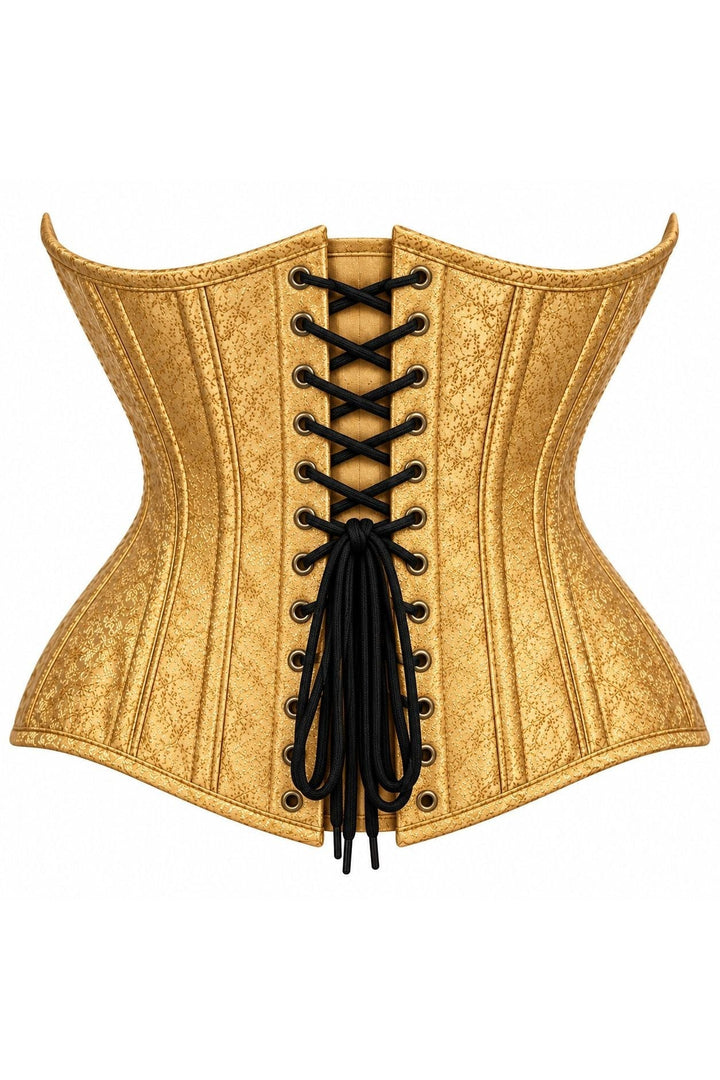 Top Drawer Double Steel Boned Gold Brocade Curvy Underbust Corset