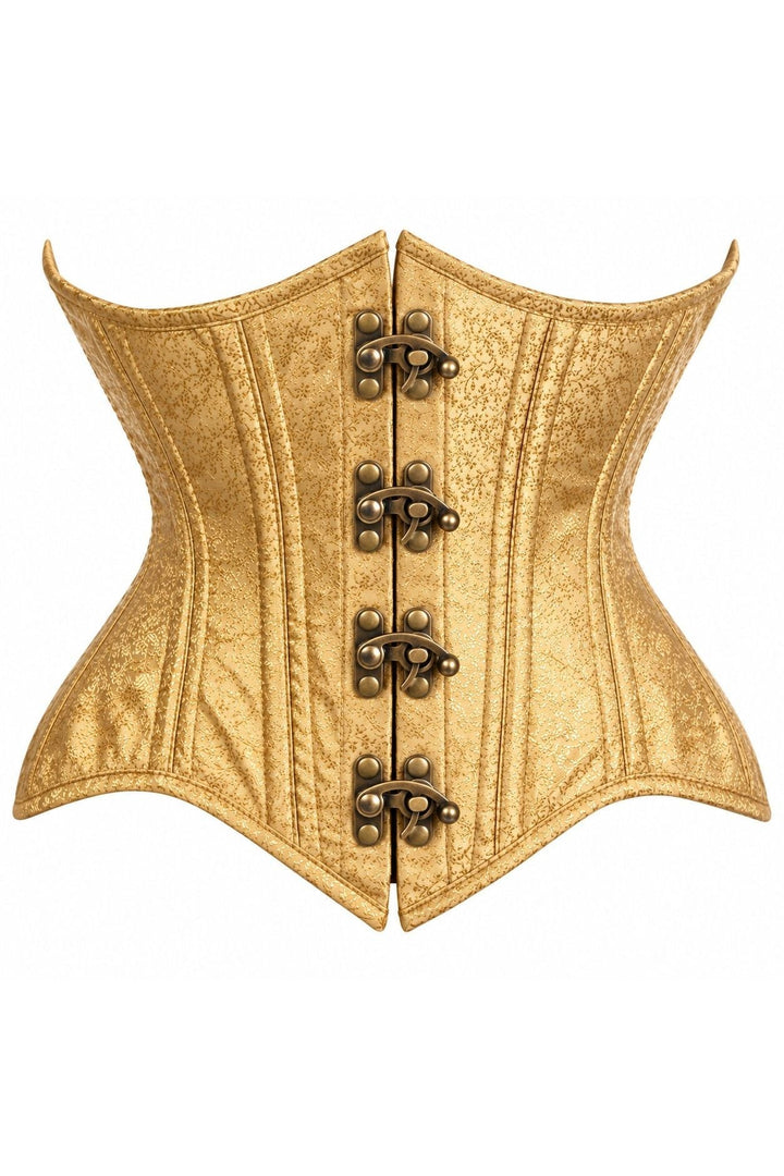 Top Drawer Double Steel Boned Gold Brocade Curvy Underbust Corset