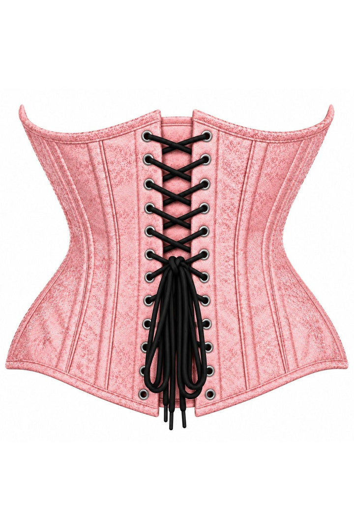 Top Drawer Double Steel Boned Light Pink Brocade Curvy Underbust Corset