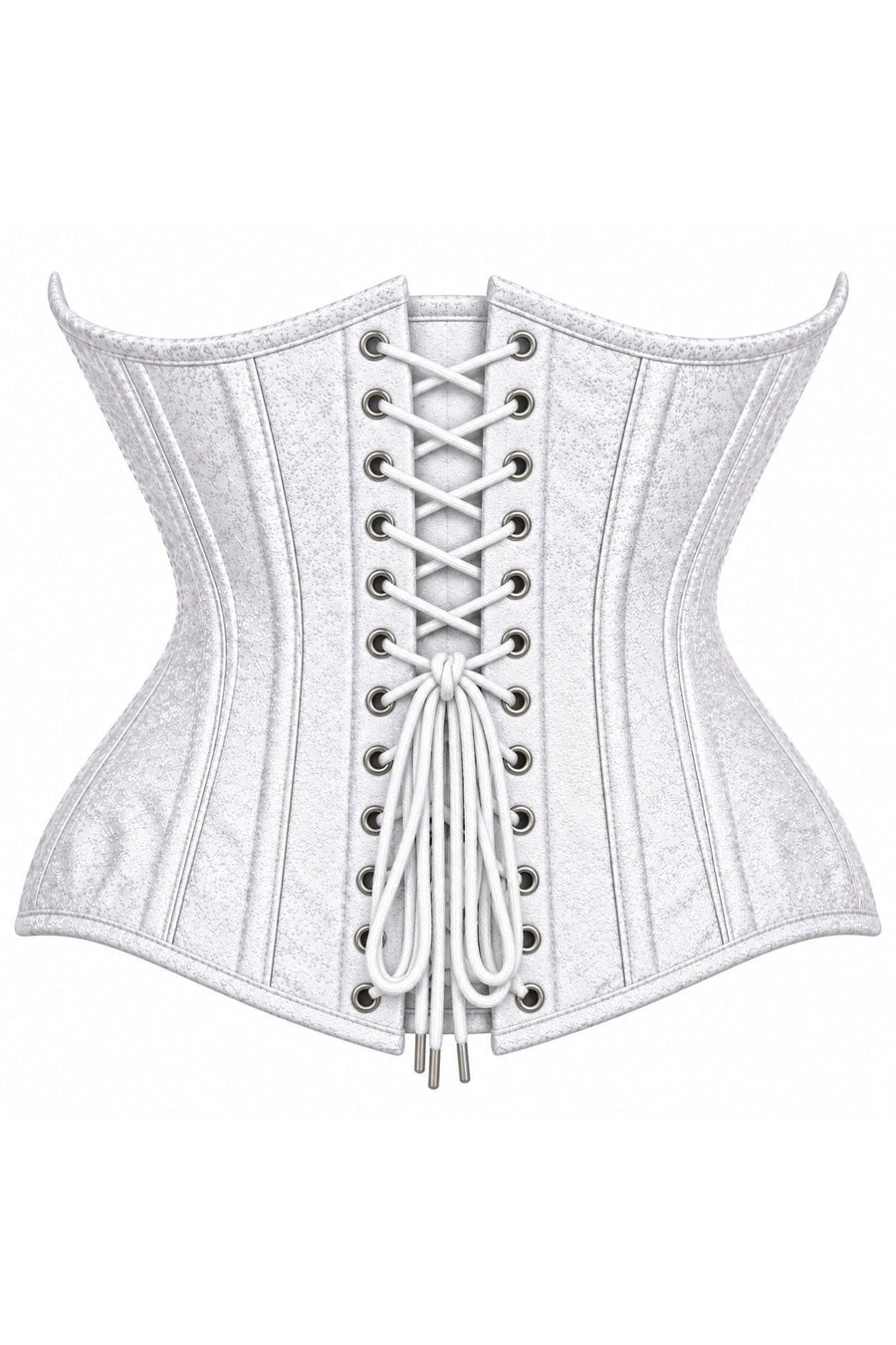 Top Drawer Double Steel Boned White Brocade Curvy Underbust Corset