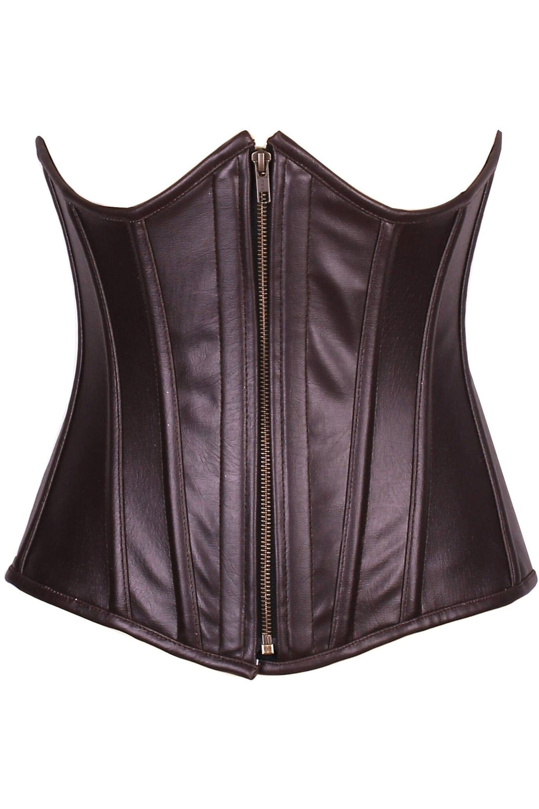 Daisy Corsets Top Drawer Faux Leather Underbust Corset in Brown 