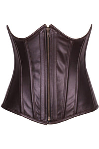 Daisy Corsets Top Drawer Faux Leather Underbust Corset in Brown 