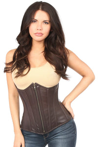 Daisy Corsets Top Drawer Faux Leather Underbust Corset in Brown  from SexyShoes.com