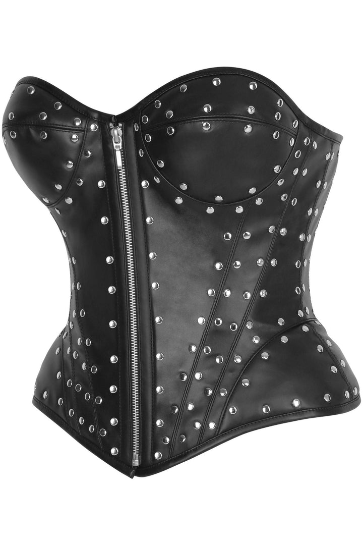 Top Drawer Faux Leather w/Rivets Steel Boned Underwire Bustier Corset Top