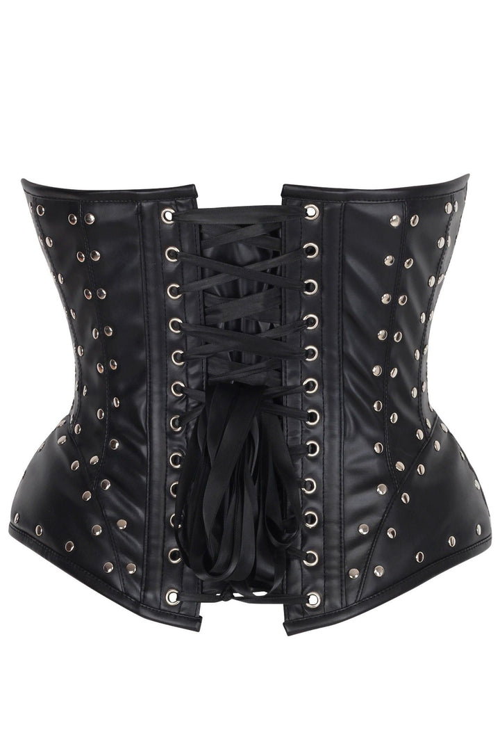 Top Drawer Faux Leather w/Rivets Steel Boned Underwire Bustier Corset Top