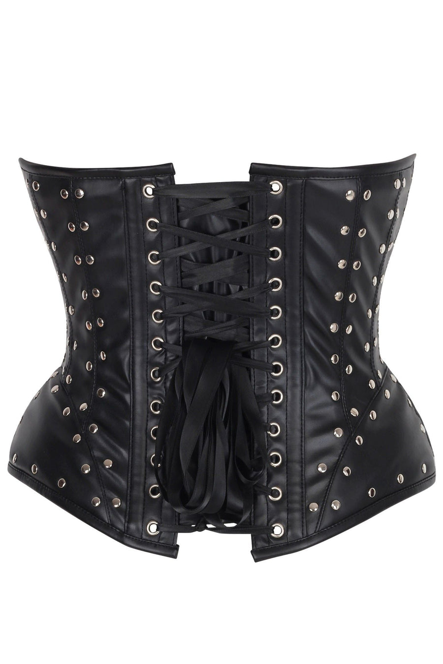Top Drawer Faux Leather w/Rivets Steel Boned Underwire Bustier Corset Top