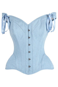 Daisy Corsets Top Drawer Light Blue Denim Steel Boned Corset w/Straps in Blue  from SexyShoes.com