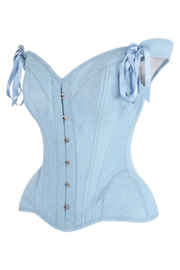 Daisy Corsets Top Drawer Light Blue Denim Steel Boned Corset w/Straps in Blue 