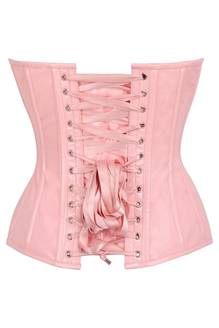 Top Drawer Lt Pink Patent Leather Steel Boned Overbust Corset