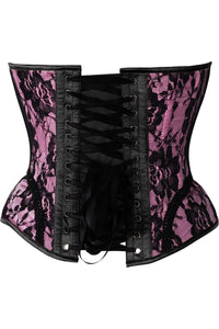 Daisy Corsets Top Drawer Pink w/Black Lace Steel Boned Underwire Bustier Corset in Pink 