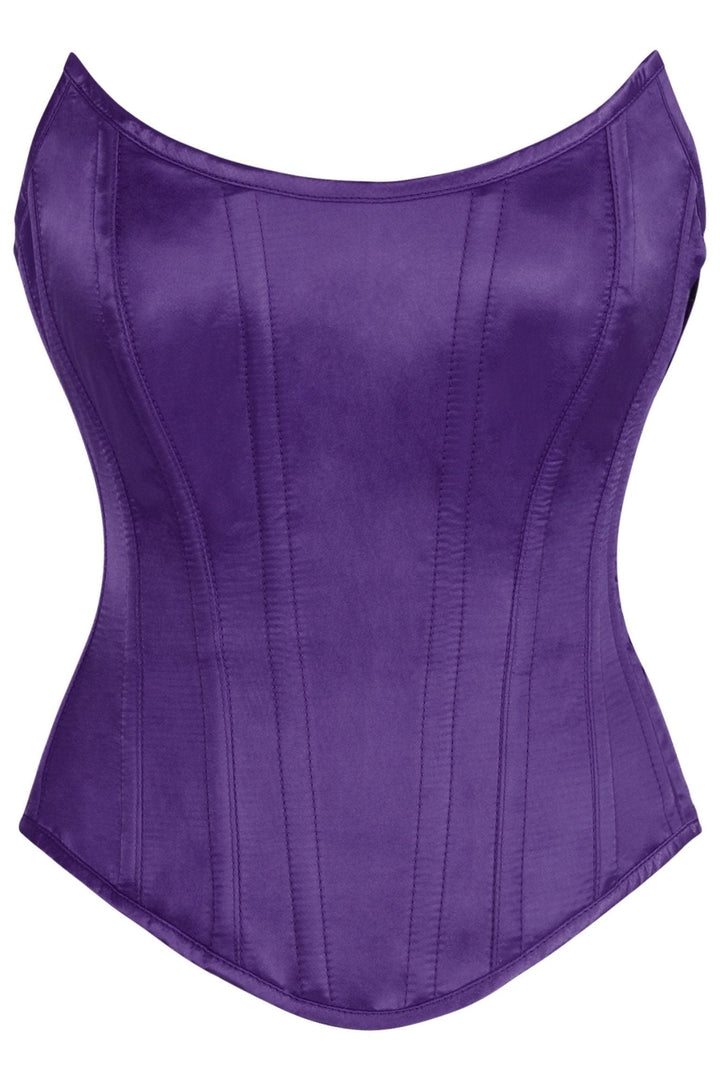 Top Drawer Plum Satin Steel Boned Overbust Corset w/Side Zipper