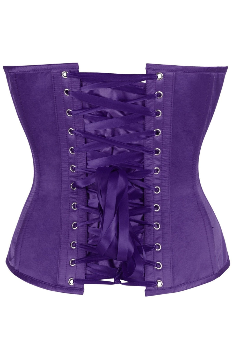 Top Drawer Plum Satin Steel Boned Overbust Corset w/Side Zipper