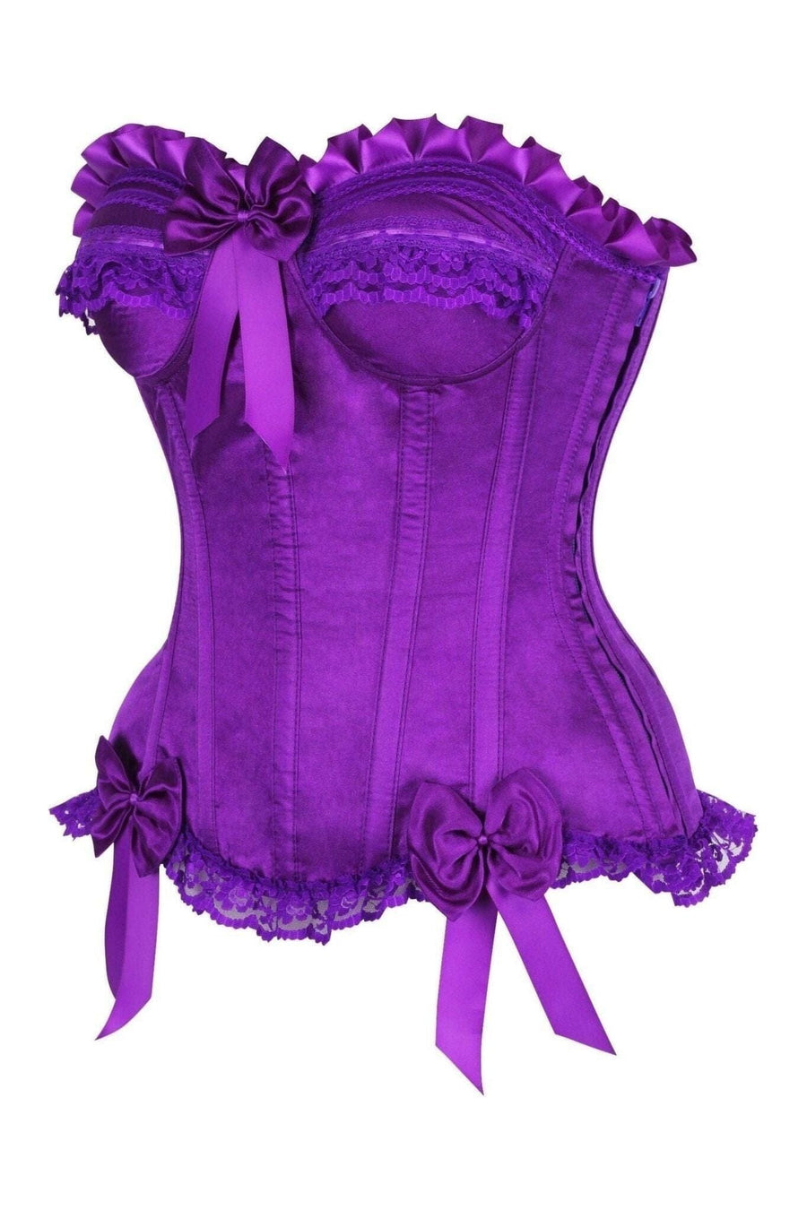 Daisy Corsets Top Drawer Purple Satin Steel Boned Burlesque Corset in Purple 