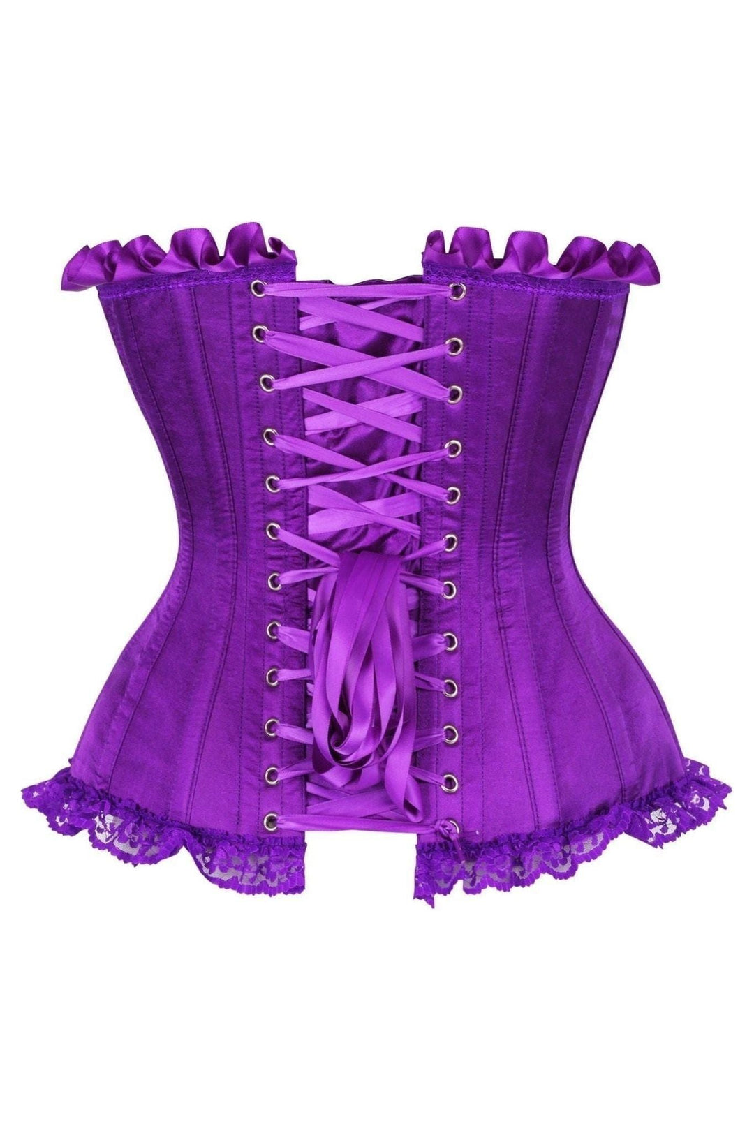Top Drawer Purple Satin Steel Boned Burlesque Corset