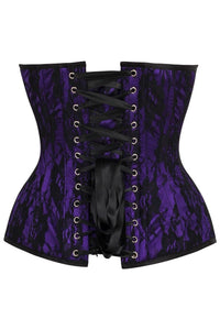 Daisy Corsets Top Drawer Purple Satin w/Black Lace Overlay Steel Boned Overbust Corset in Purple 