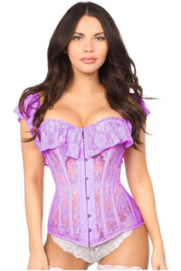 Daisy Corsets Top Drawer Purple Sheer Lace Steel Boned Corset in Purple  from SexyShoes.com