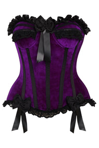 Daisy Corsets Top Drawer Purple Velvet Steel Boned Burlesque Corset in Purple  from SexyShoes.com