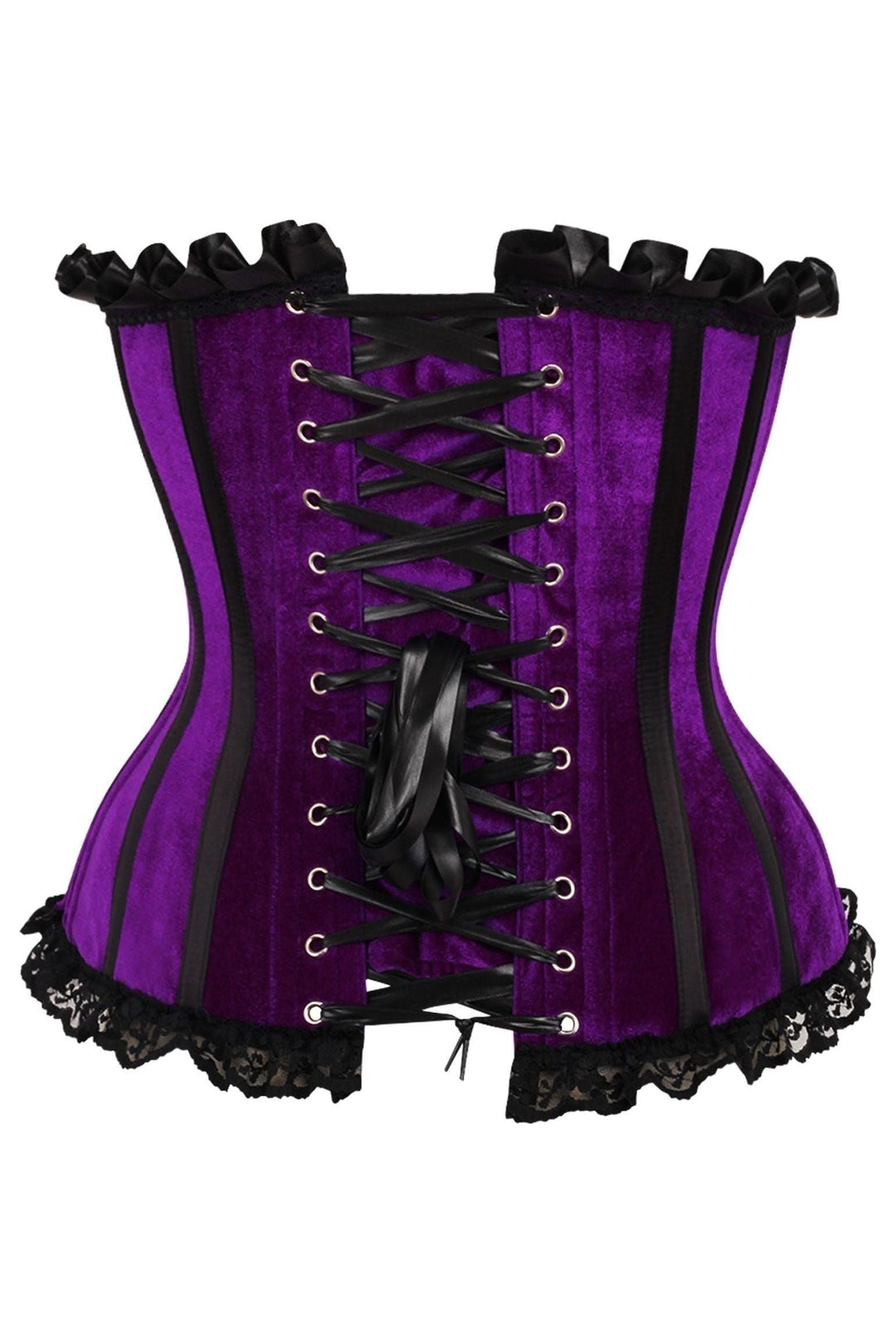Daisy Corsets Top Drawer Purple Velvet Steel Boned Burlesque Corset in Purple 