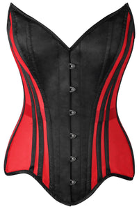 Daisy Corsets Top Drawer Red Mesh & Black Satin Steel Boned Overbust Corset in Red  from SexyShoes.com