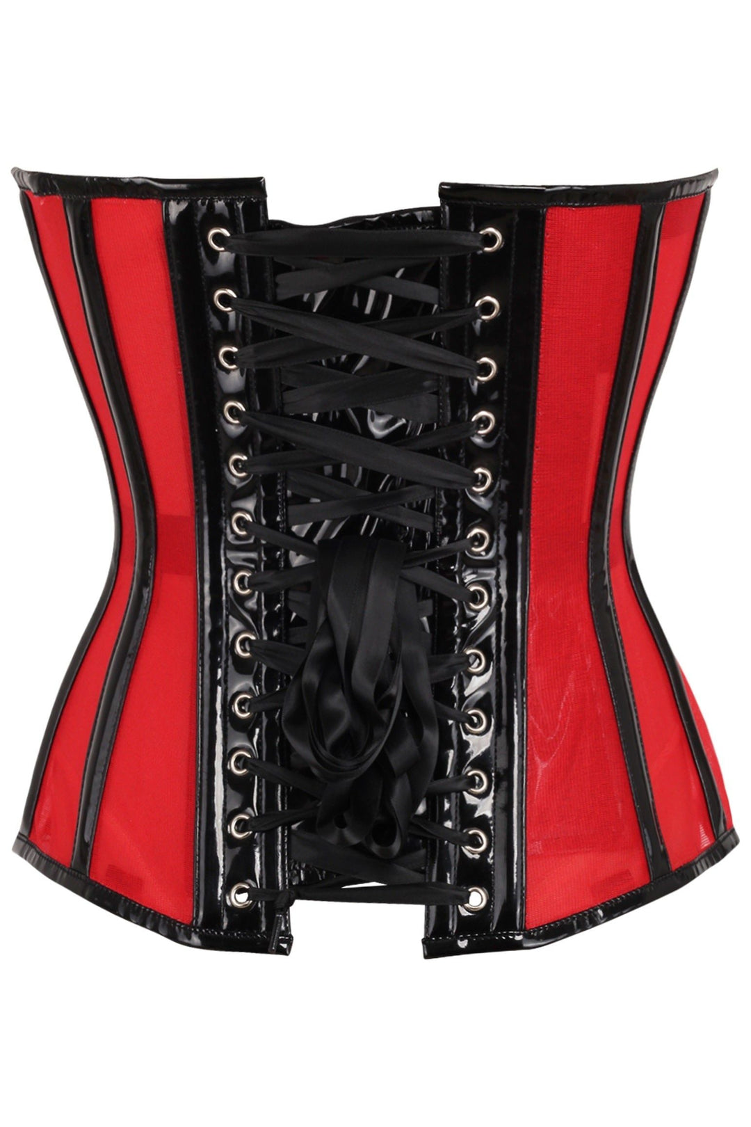 Daisy Corsets Top Drawer Red Mesh Net w/Patent Steel Boned Overbust Corset in Red 