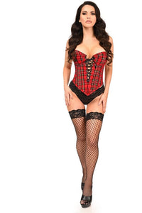 Daisy Corsets Top Drawer Red Plaid Steel Boned Lace Up Bustier in Red 