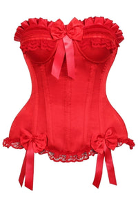 Daisy Corsets Top Drawer Red Satin Steel Boned Burlesque Corset in Red  from SexyShoes.com