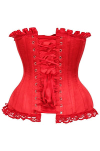 Daisy Corsets Top Drawer Red Satin Steel Boned Burlesque Corset in Red 