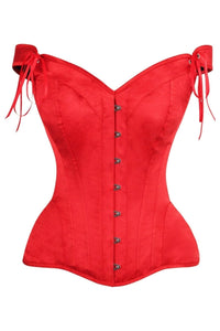 Daisy Corsets Top Drawer Red Satin Steel Boned Corset w/Straps in Red  from SexyShoes.com