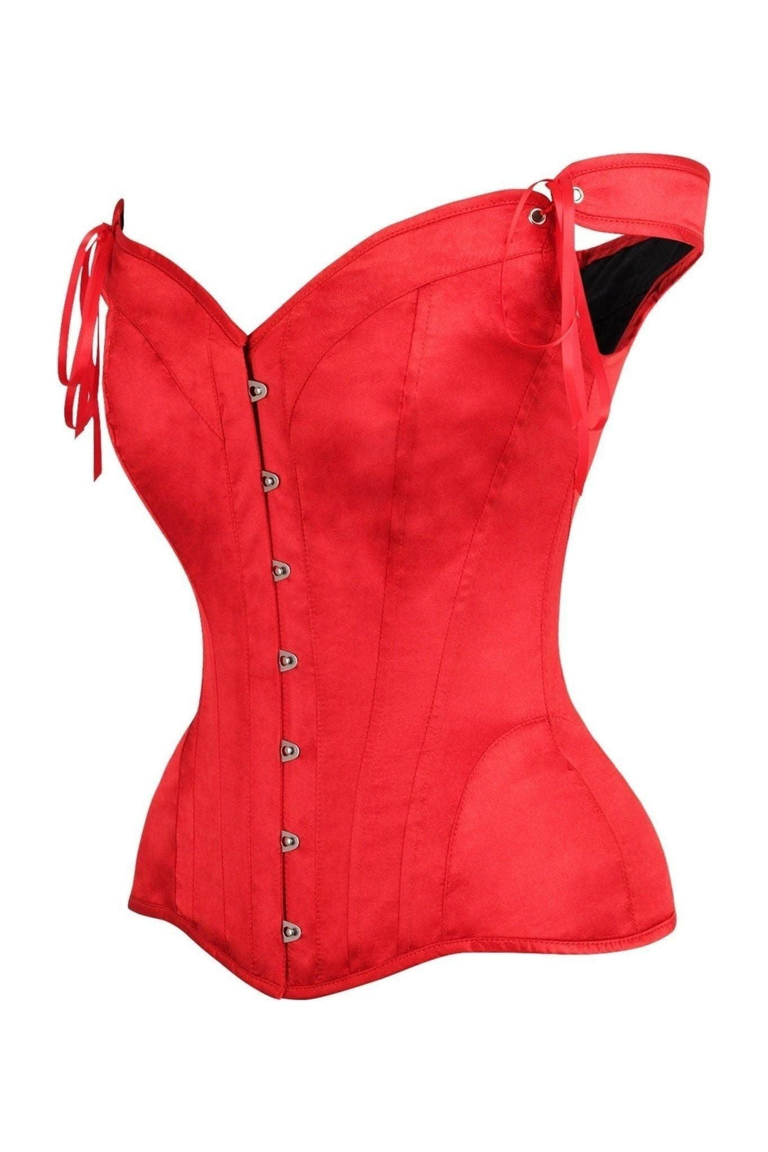 Daisy Corsets Top Drawer Red Satin Steel Boned Corset w/Straps in Red 