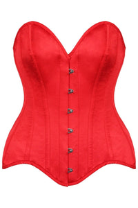 Daisy Corsets Top Drawer Red Satin Steel Boned Overbust Corset in Red  from SexyShoes.com