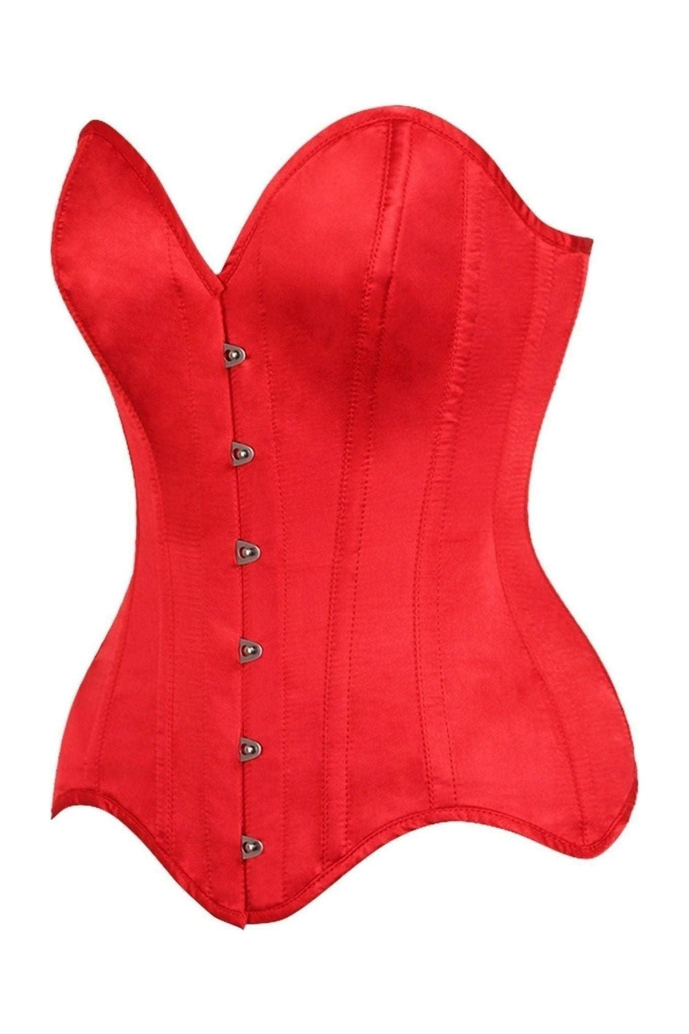Daisy Corsets Top Drawer Red Satin Steel Boned Overbust Corset in Red 