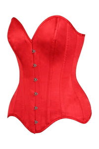 Daisy Corsets Top Drawer Red Satin Steel Boned Overbust Corset in Red 