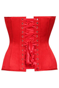Daisy Corsets Top Drawer Red Satin Steel Boned Overbust Corset in Red 