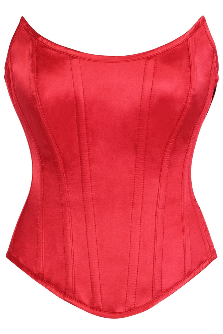 Top Drawer Red Satin Steel Boned Overbust Corset w/Side Zipper