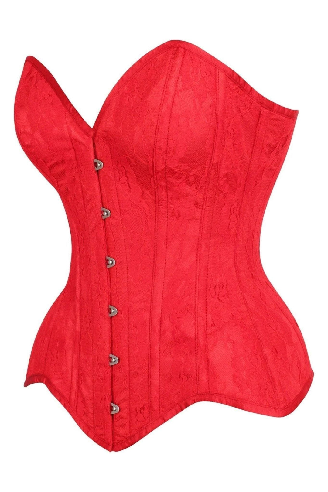 Daisy Corsets Top Drawer Red Satin w/Red Lace Overlay Steel Boned Overbust Corset in Red 
