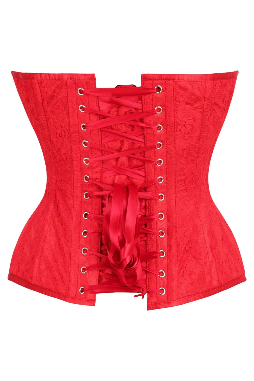 Daisy Corsets Top Drawer Red Satin w/Red Lace Overlay Steel Boned Overbust Corset in Red 