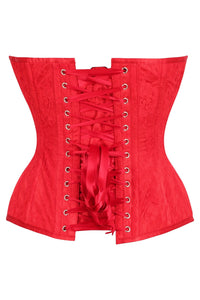 Daisy Corsets Top Drawer Red Satin w/Red Lace Overlay Steel Boned Overbust Corset in Red 