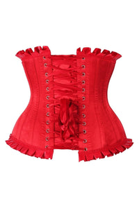 Daisy Corsets Top Drawer Red Steel Boned Burlesque Underbust Corset Waist Cincher in Red 